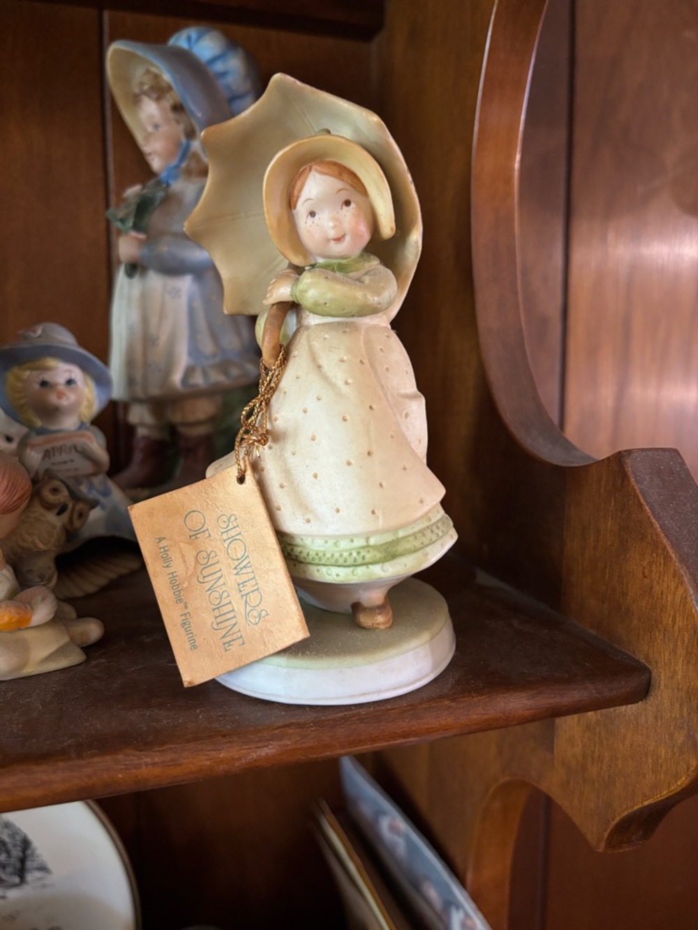 Growers of Sunshine Cream & Green Porcelain Girl Figurine with Umbrella